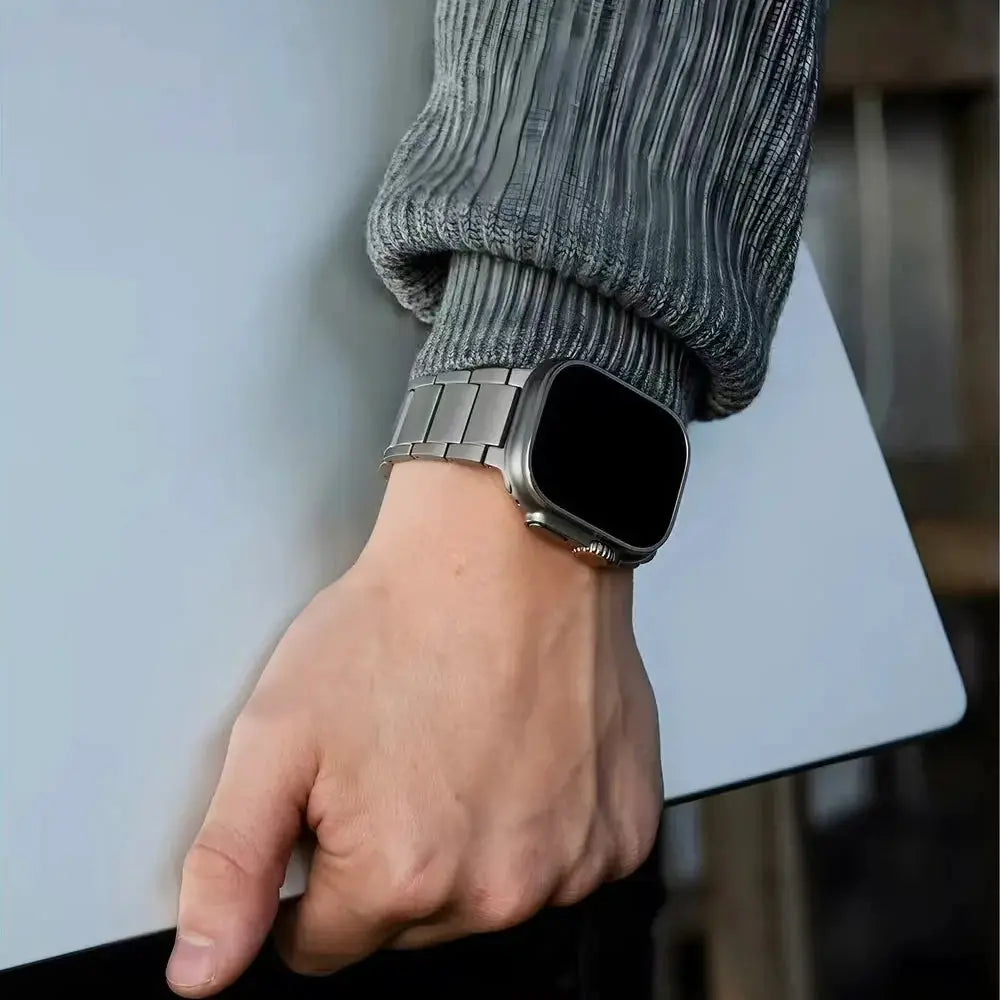 Titanium Business Men Strap for Apple Watch Ultra 2/1 49mm Series 10 9 8 7 6 Luxury Metal Band for iWatch 46mm 45mm 44mm Correa