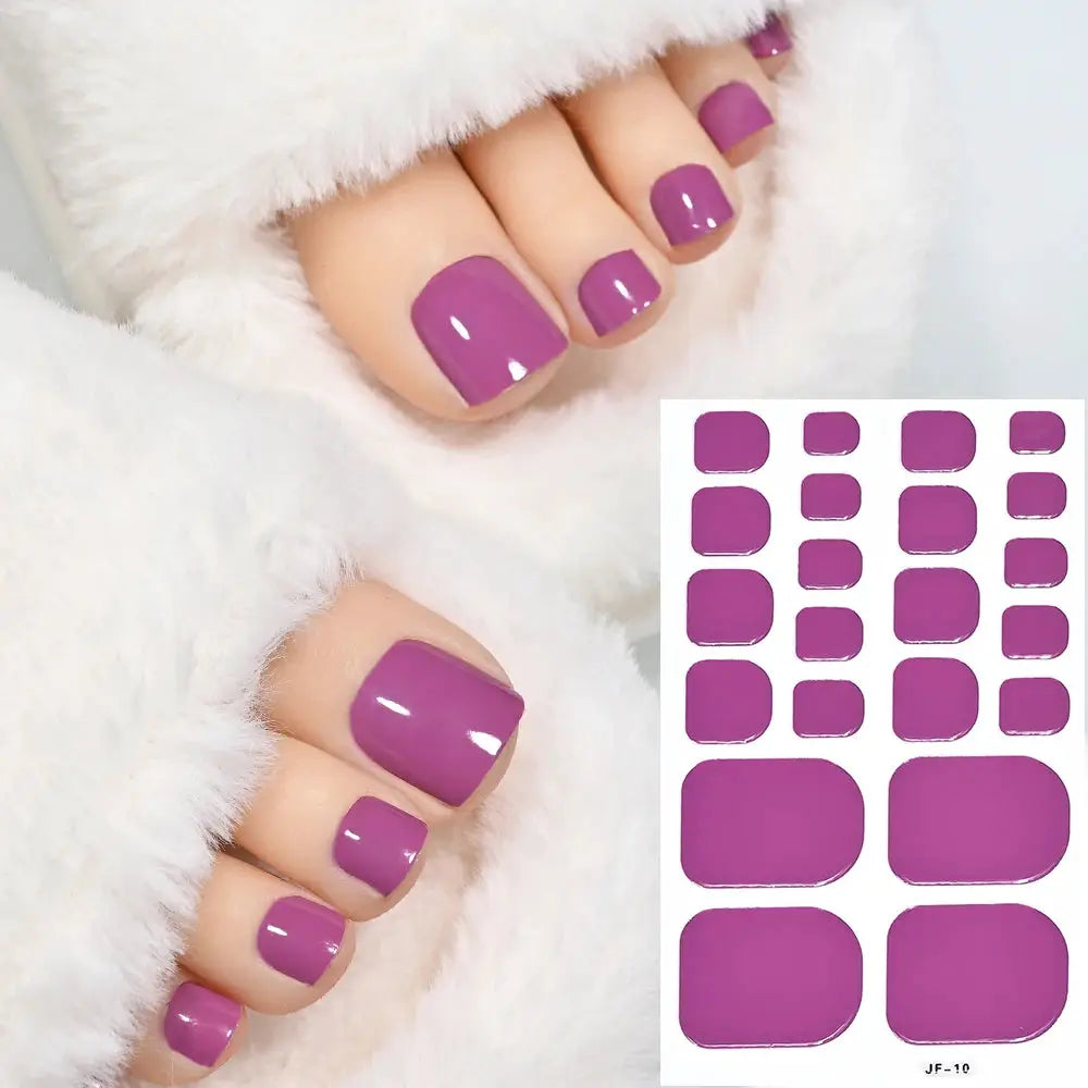 Toenail sticker wraps in solid purple; full-cover, self-adhesive decals for toes