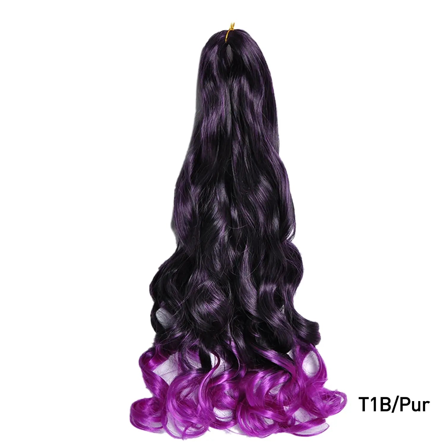 French Curls Braiding Hair 24-inch synthetic spiral curls with purple to pink gradient, Simples Market