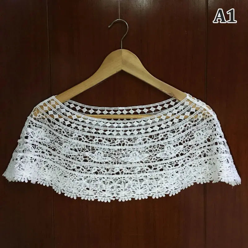 LunaFleur Sunflower Lace Knit Shawl Wrap For Bridal And Evening Wear Elegant Hollow Out Crochet Capelet