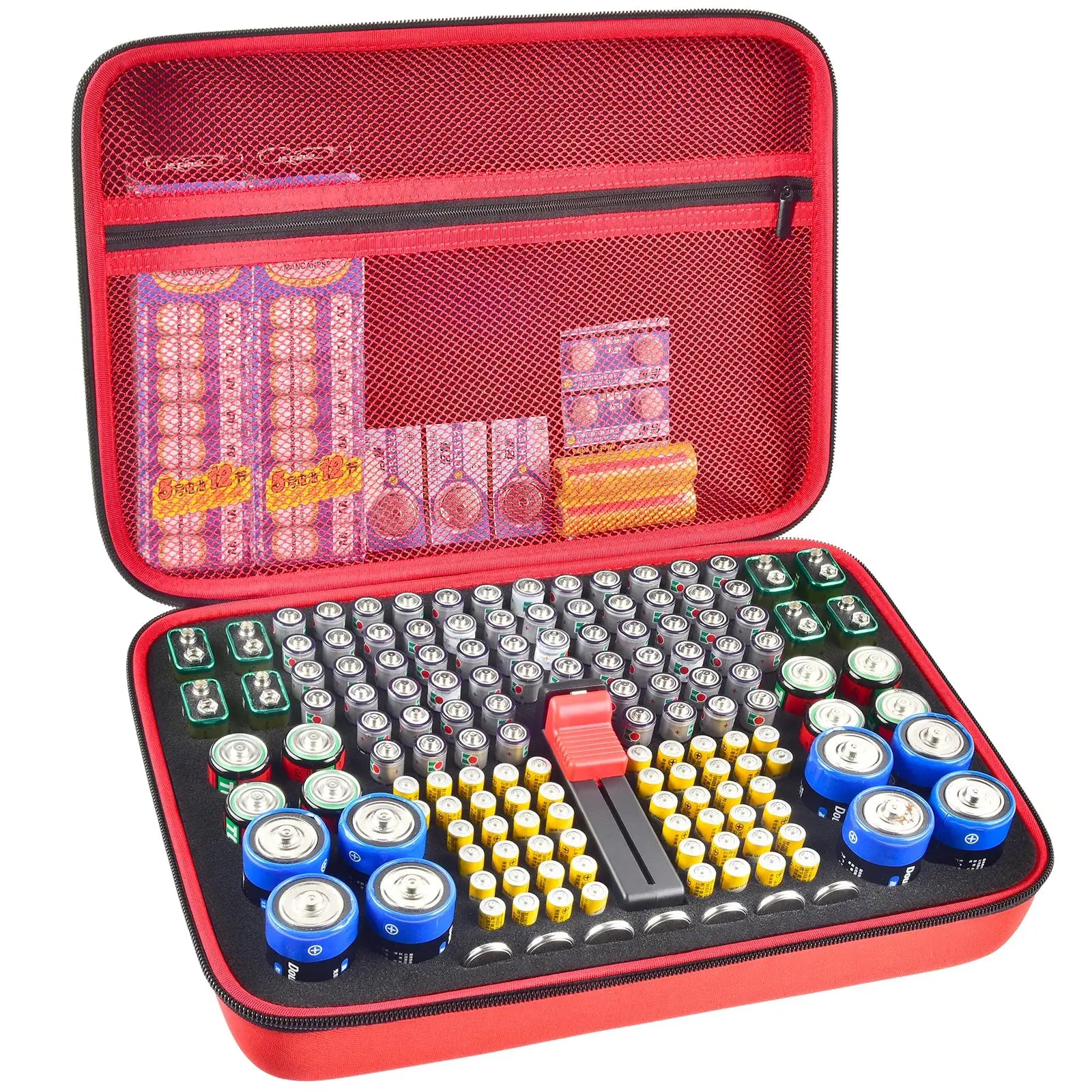 VoltNest Battery Organizer Storage Holder With Built In Battery Tester Fits AA AAA 9V C Batteries