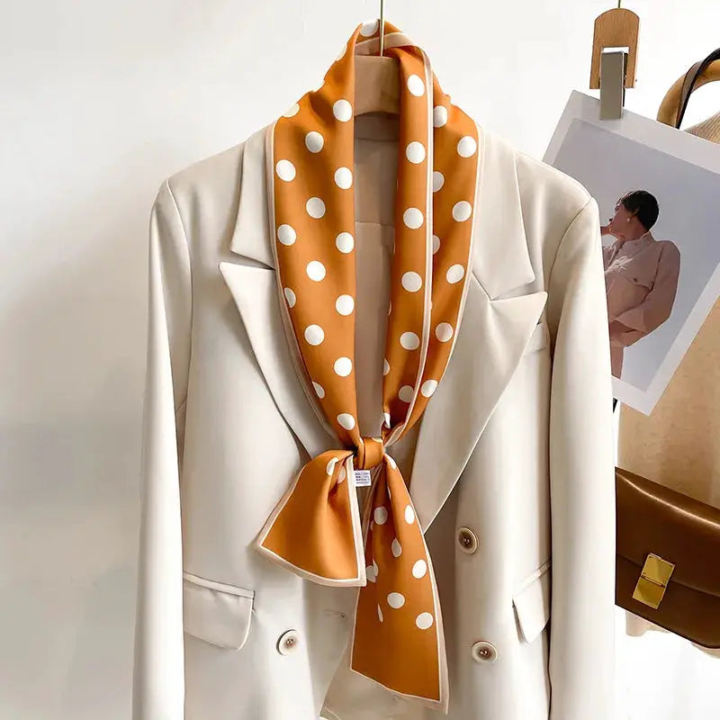 LuxeSilk Silk Feel Printed Design Scarf Versatile Long Narrow Silk Shawl For Fashionable Styles