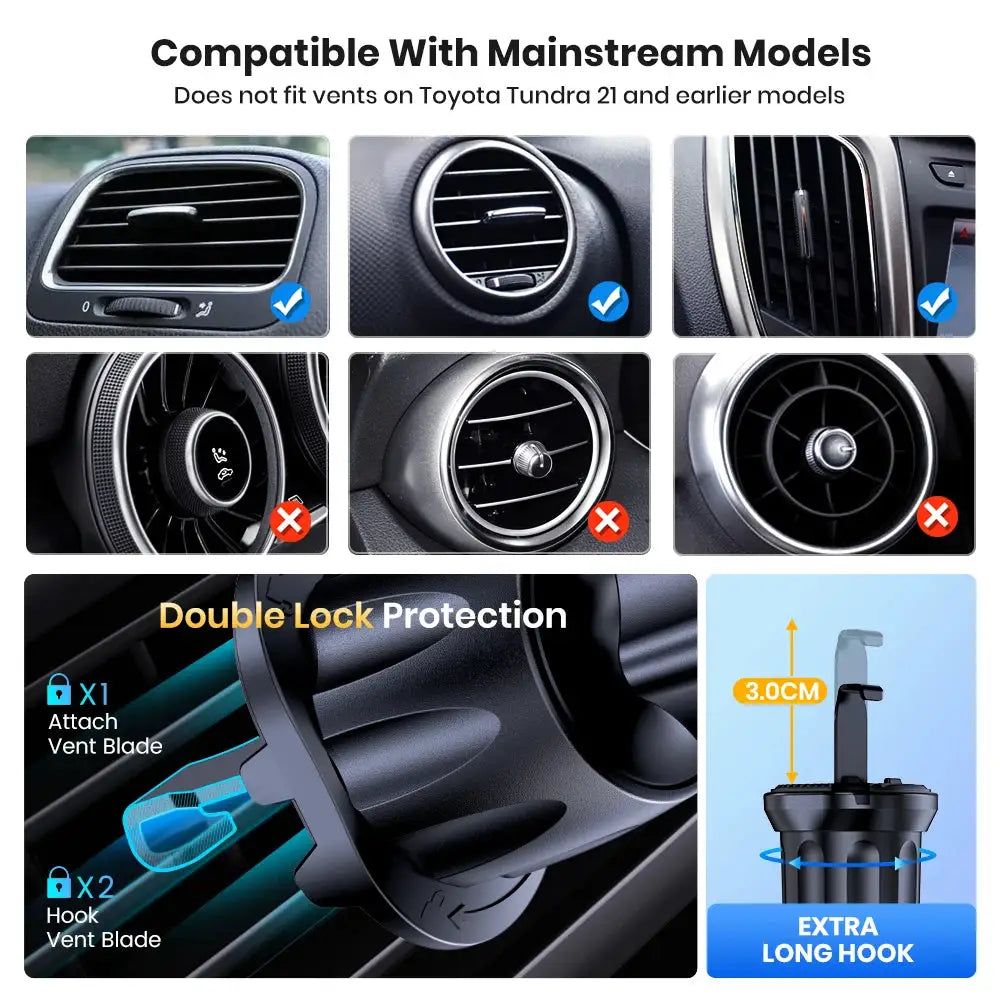 Topk Auto Locking Car Phone Holder Mount With Vent Clip For 4 To 6.7 Inch Devices Universal Fit