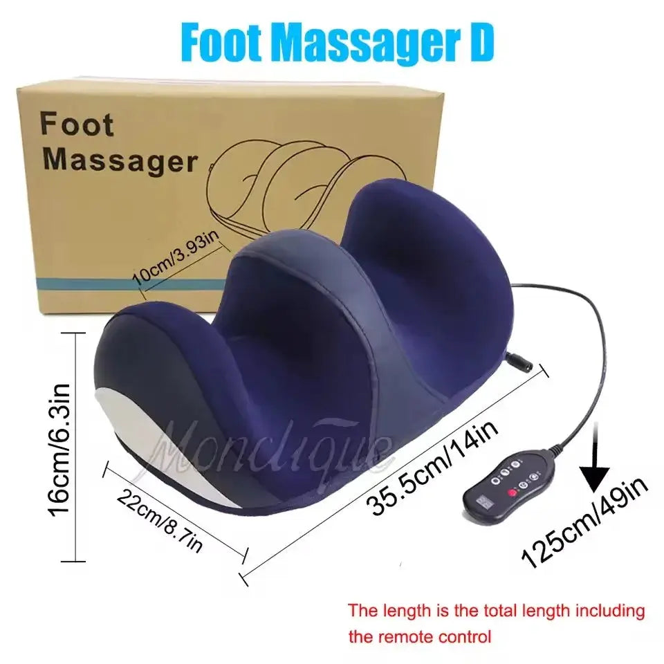 Foot massager, extra-large electric kneading device in purple with remote control