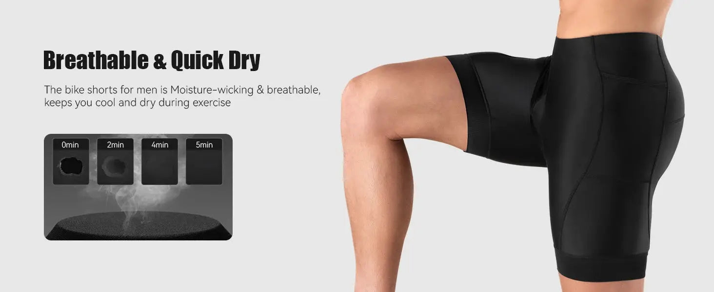 Men's black cycling shorts with breathable quick-dry fabric