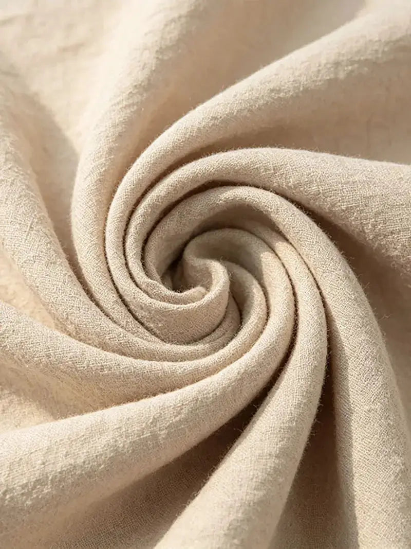 Beige cotton-linen blend fabric swatch for Simples Market men's cargo jogger pants