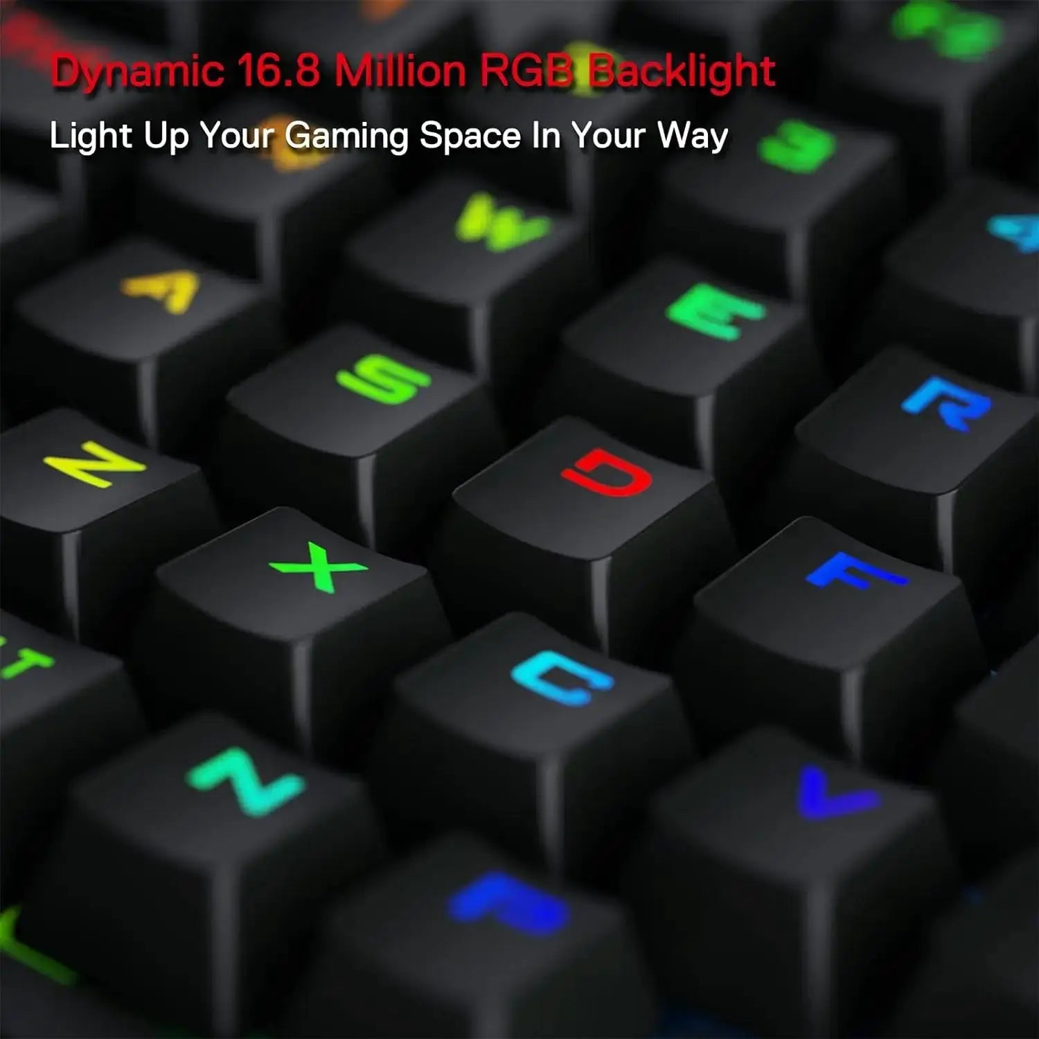 Redragon K585 PRO mechanical keyboard close-up with RGB backlit black keys