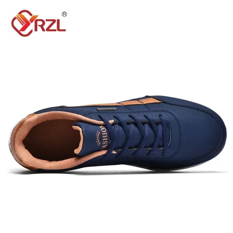 YRZL Mens Spring Autumn Waterproof Walking Sneakers Leather Shoes Non Slip Sports Footwear For Men Casual Tennis