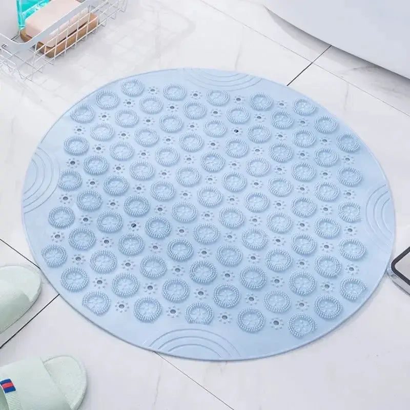 Round PVC Bath Mat With Drain Hole For Non Slip Safety Silicone Backing And Foot Massage Surface