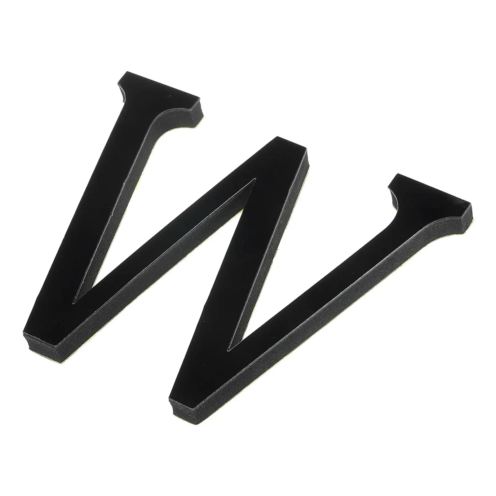Set of three black 3D mirror acrylic letter W, 10cm each, gold-edged, self-adhesive wall decor