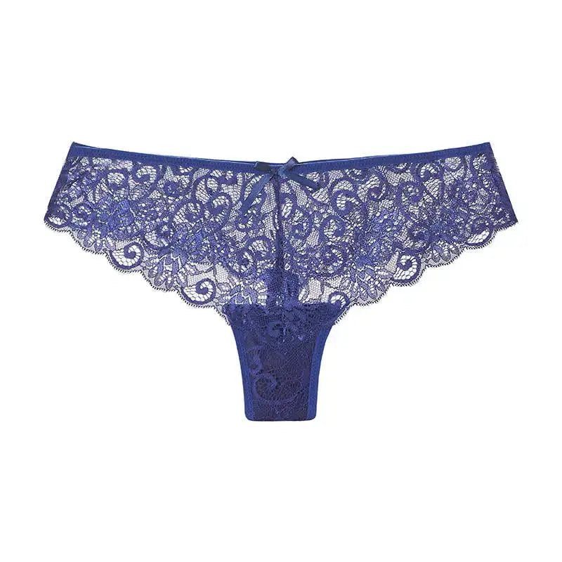 LaceLuxe Women Breathable Lace Panties Briefs Comfortable Nylon Spandex Blend With Hollow Bowknot Design