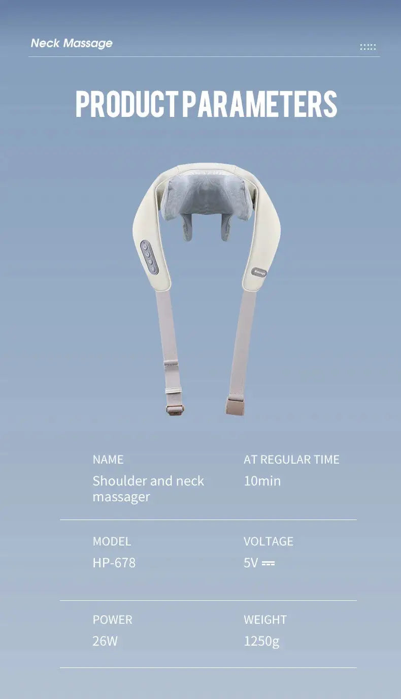 Foreverlily neck and shoulder massager with wireless operation and 26W brushless motor