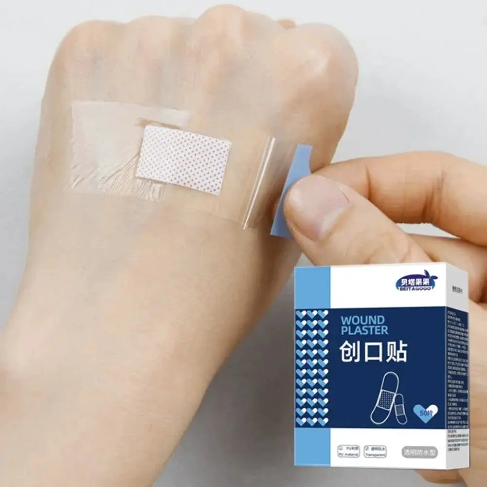 Wound plaster by Simples Market; waterproof transparent adhesive bandage, 50/120 pcs per pack