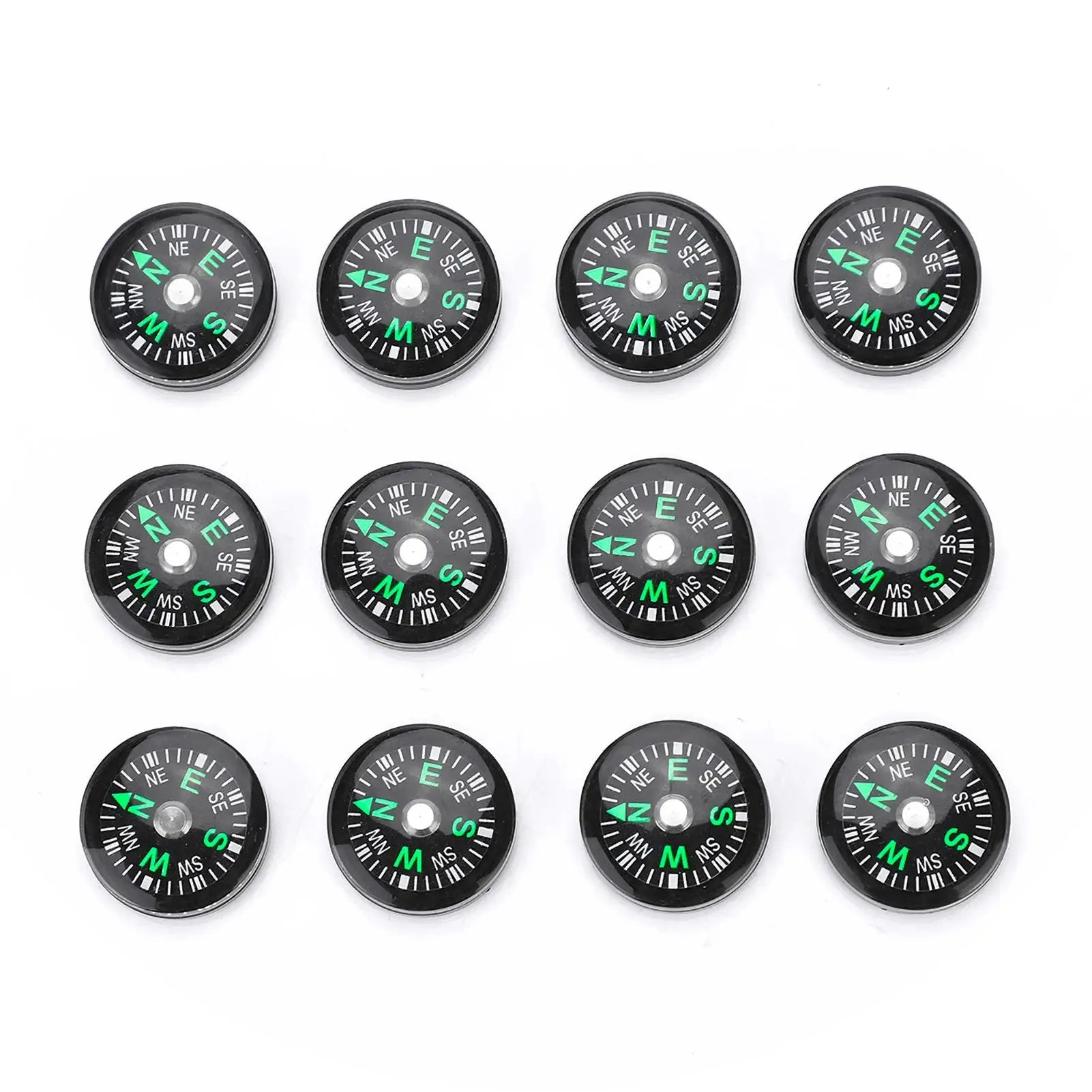 New 12 Piece 20mm Mini Pocket Oil Filled Compass Set for Hiking Camping Outdoor Survival Accessories Multi Tools