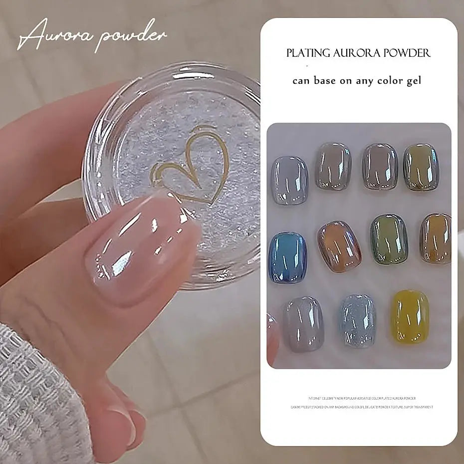 Pearl White Nails Glitter Dust Chrome Moonlight White Rubbing on Powder Silver Shell Mirror Pigment Nail Art Supplies Decoration - Simples Market