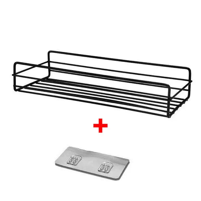 Iron wall-mounted kitchen shelf organiser set by Simples Market in black, with drainage rack.