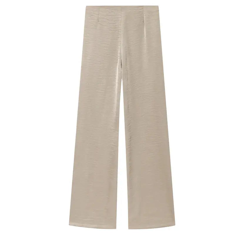 Satin Two Piece Set Women Off Shoulder Strapless Vest High Waist Pants