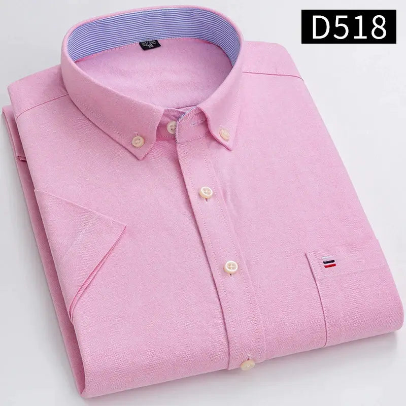 Simples Market pink 100% cotton Oxford shirt with button-down collar and blue-striped inner collar