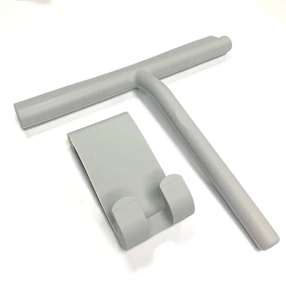 Shower squeegee with silicone holder, gray, for glass doors and mirrors by Simples Market