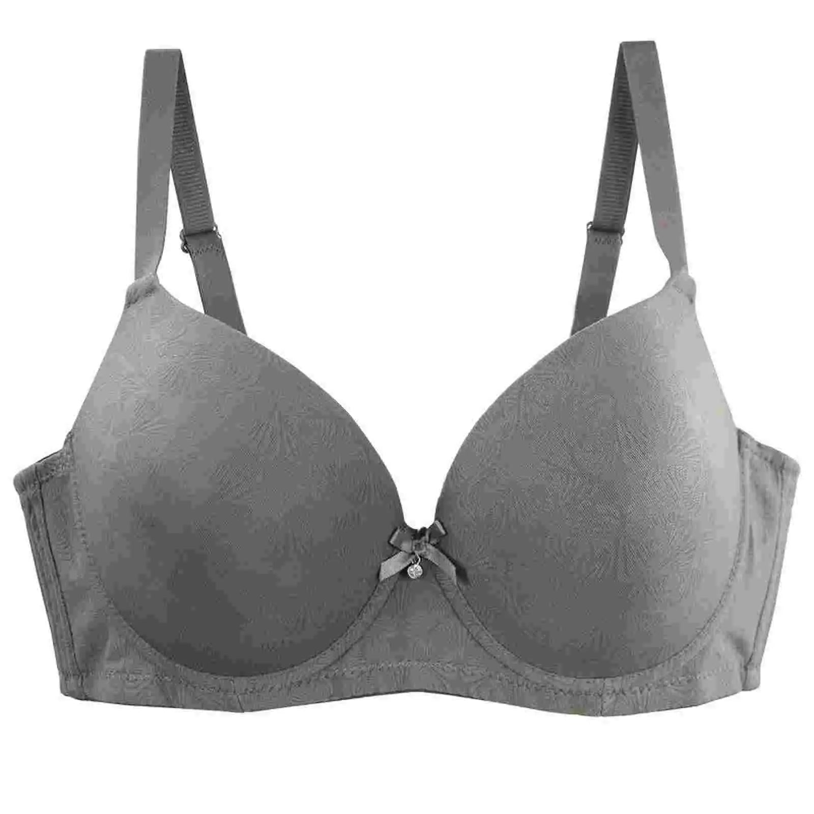 DaiNaFang gray bra with bow detail and adjustable straps