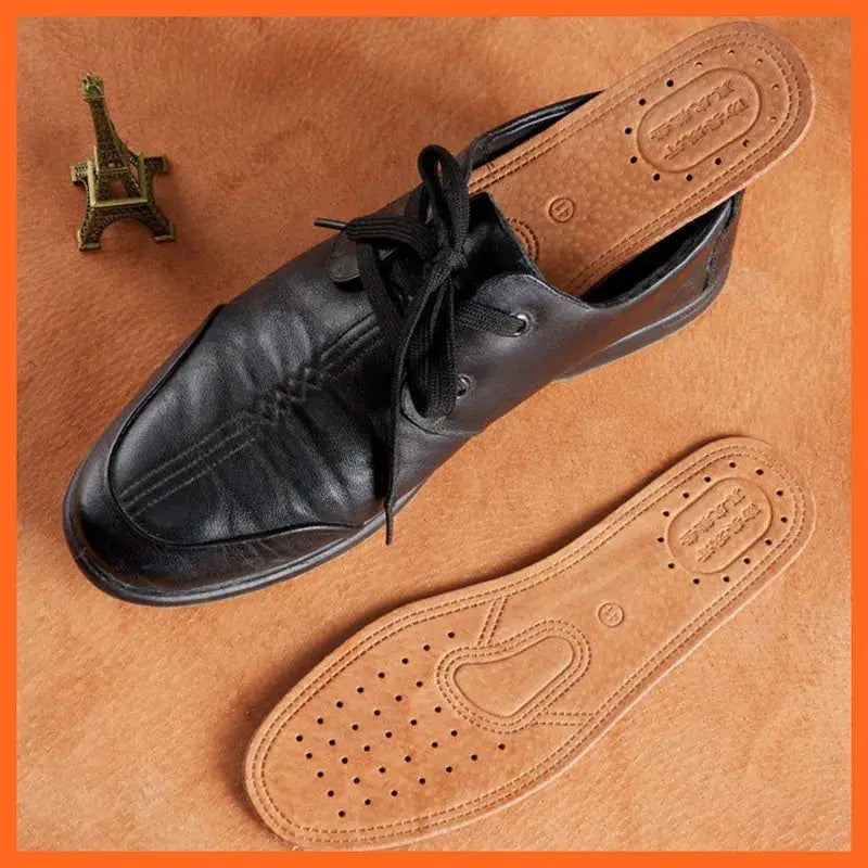1 Pair Cowhide Insoles For Men Genuine Leather Deodorant Breathable Insoles For Shoes And Flats