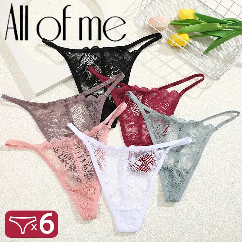 Simples Market 6-pack lace thong underwear for women, low-rise, assorted colors