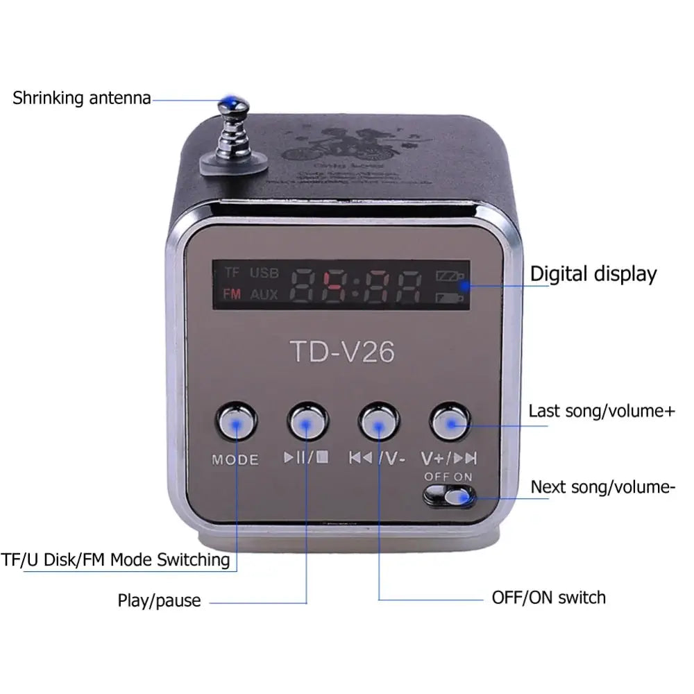 Mini Bluetooth Speaker Portable FM Radio MP3 Player AUX USB Sound Box With Metal Casing
