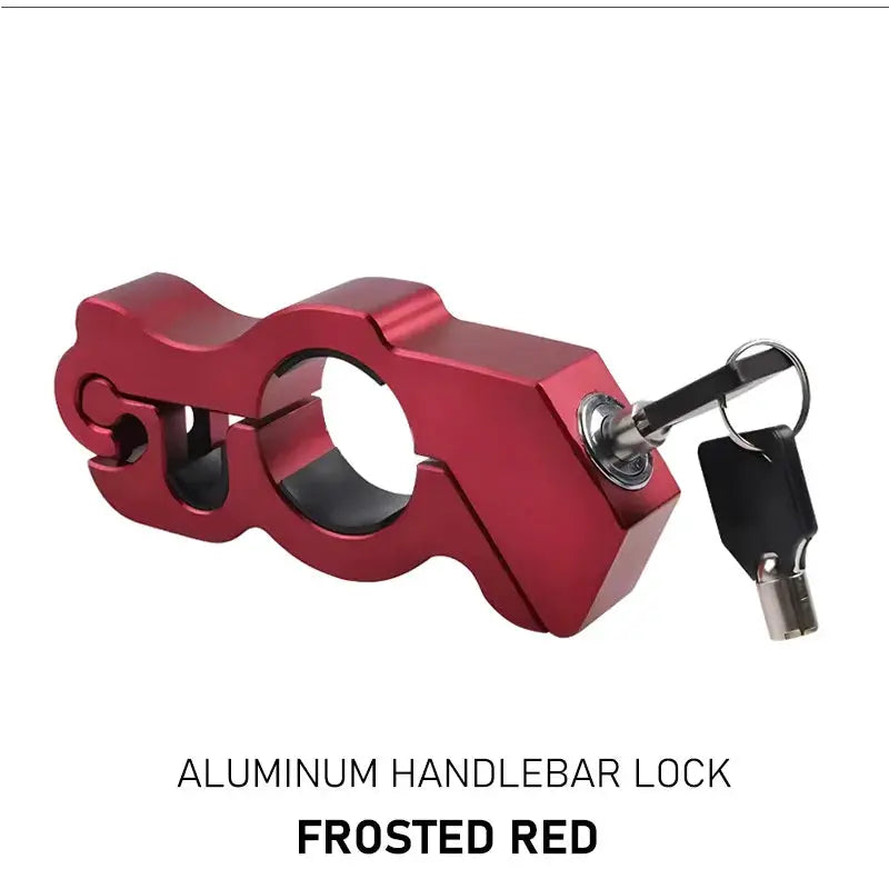 Aluminum frosted-red handlebar lock with key and clamp