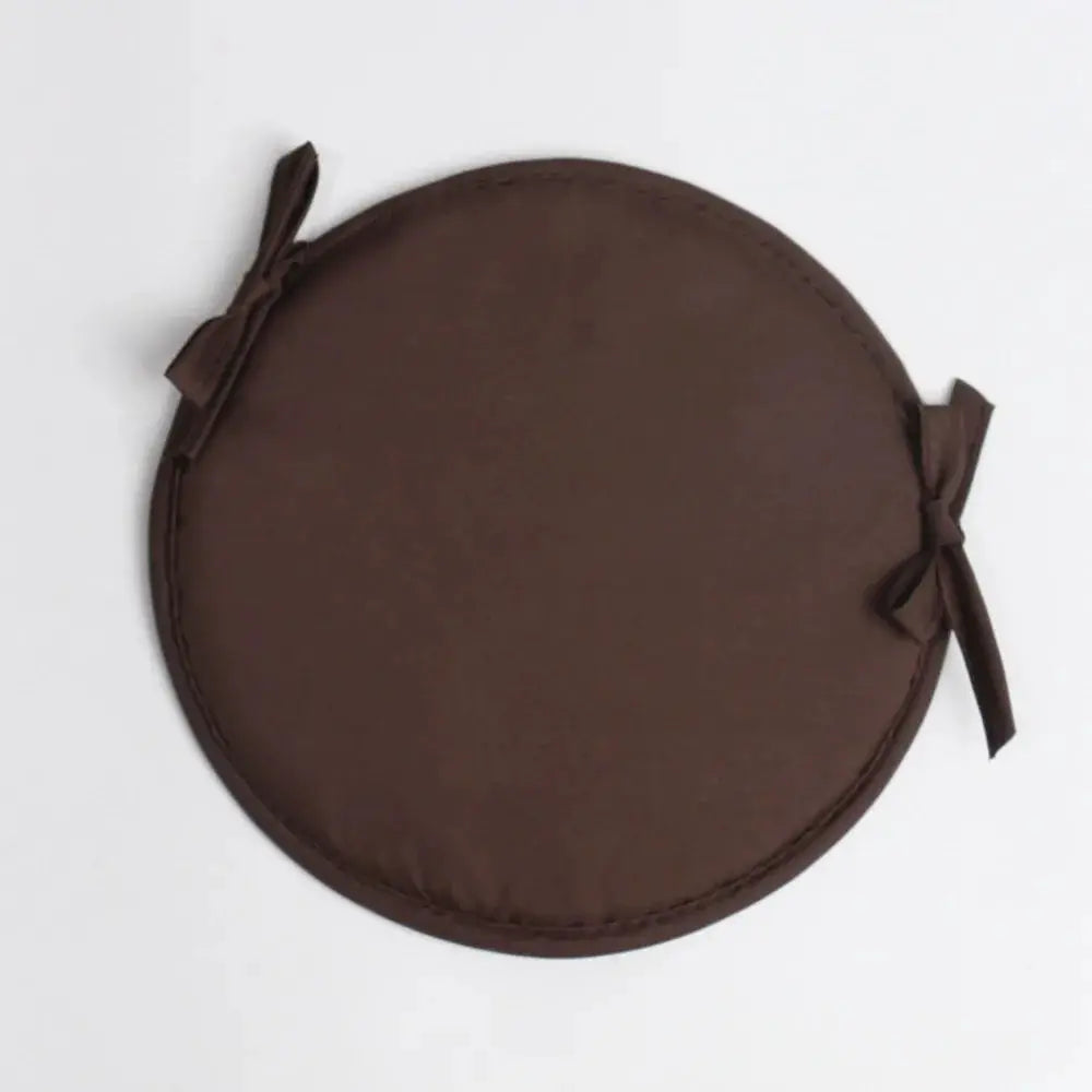 Simples Market thickened sponge round chair pad, 30×30 cm, brown circular cushion with drawstrings, washable cover
