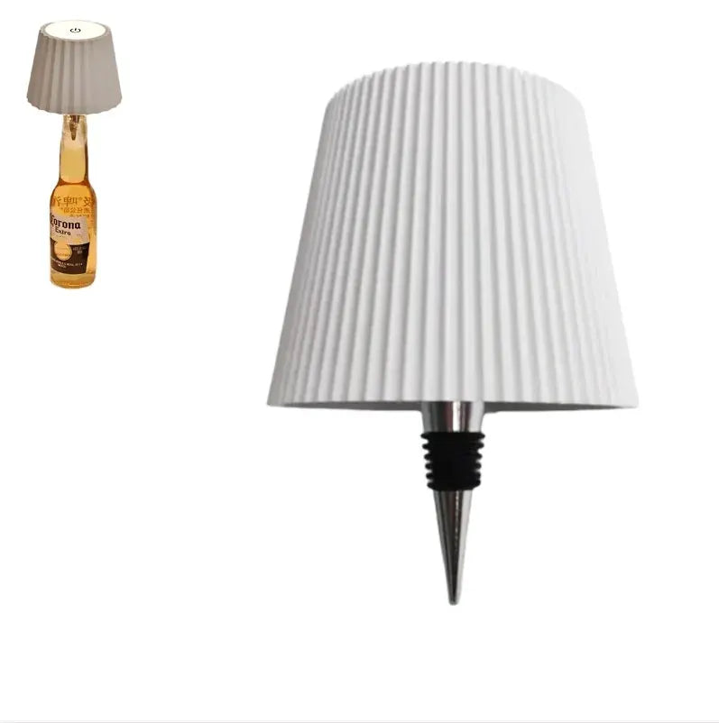 Lampe de table en forme de bouteille sans fil, Simples Market, abat-jour plissé gris, 3 couleurs, commande tactile