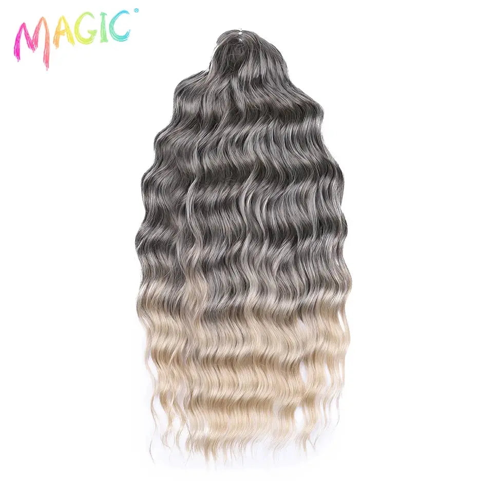 Anna Synthetic Hair 24in water-wave braiding extensions, ombre blonde, Simples Market, MAGIC logo