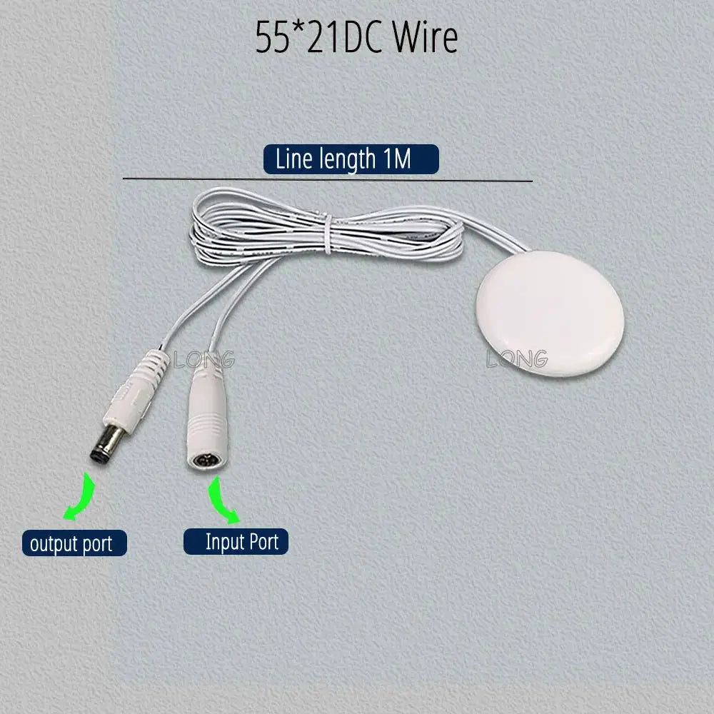 Touch dimming switch sensor disc for cabinets with long white cable and input/output ports