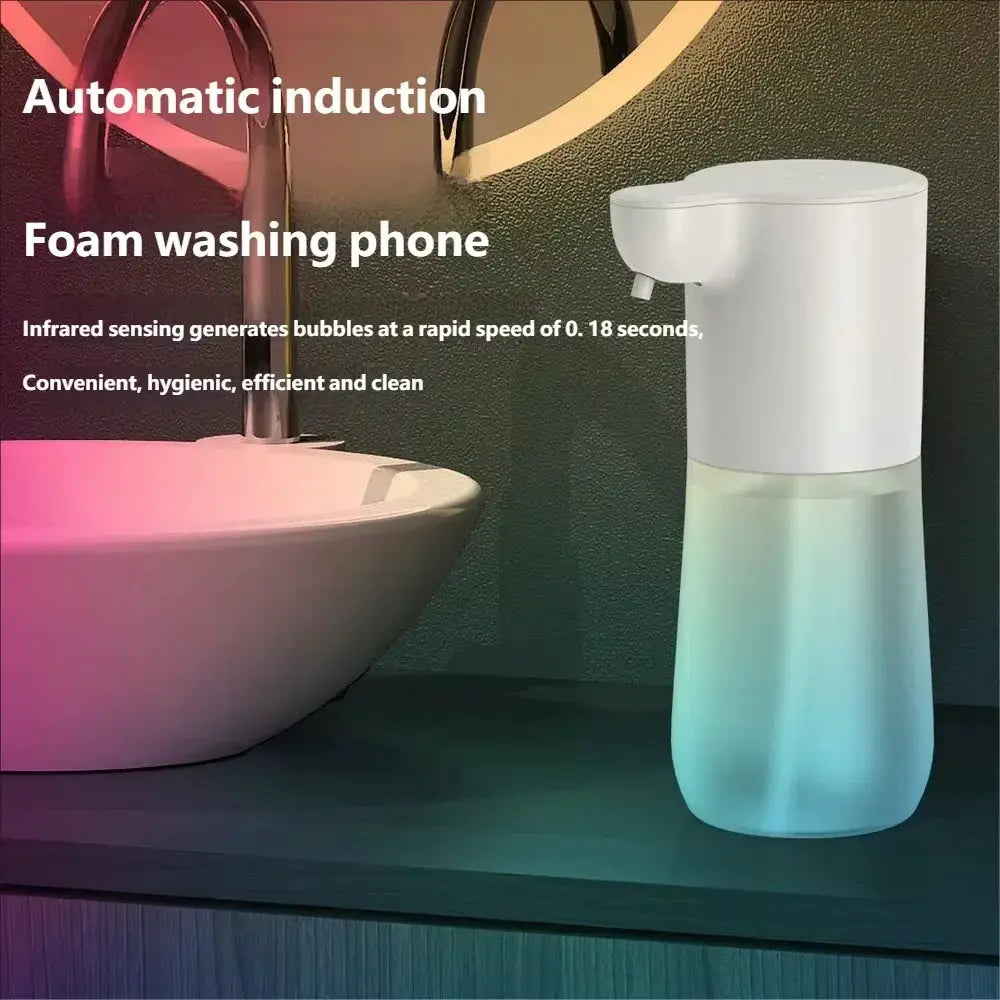 HOMEFISH smart sensor automatic soap dispenser 350ml by Simples Market, white with gradient blue liquid, USB charging