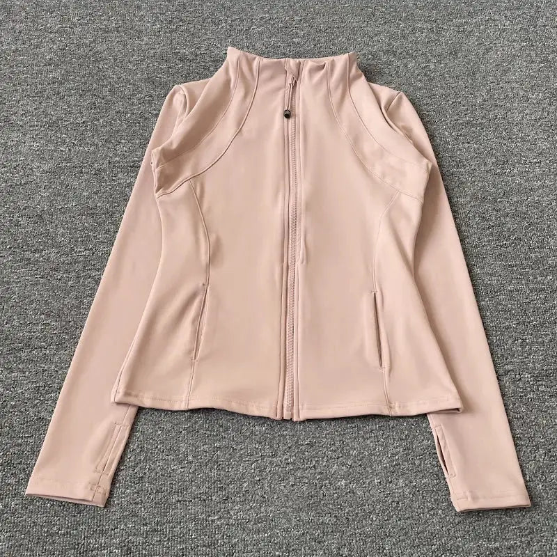 NovaFlex Quick Dry Stand Up Collar Fitness Jacket For Women Slim Fit Breathable Zip For Running Yoga Cycling Top