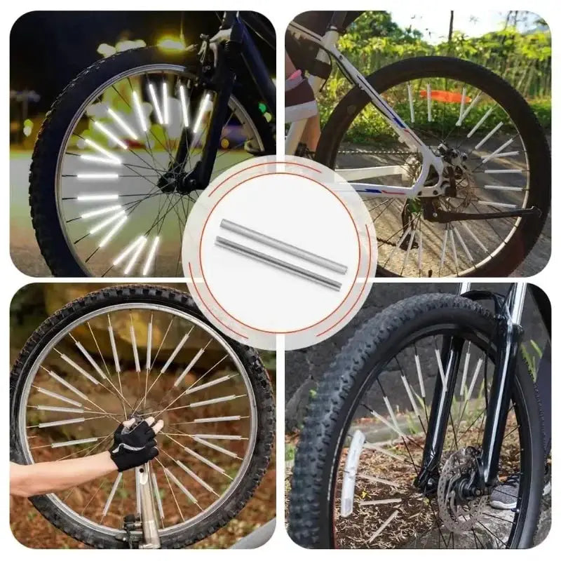 12 Pack Reflective Mount Clips For Bicycle Wheel Spokes Spoke Reflector Strips For MTB Bike Night Visibility