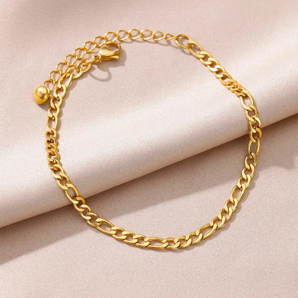 Gold Tone Stainless Steel Imitation Pearl Anklets for Women Beach Jewelry Chain Leg Bracelets Gift