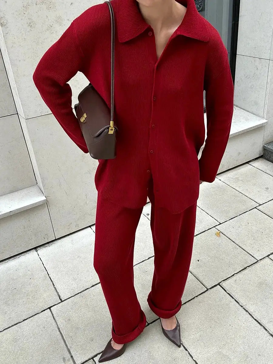 Bornladies Autumn Winter Knit Cardigan Pants Set Two Piece Outfit