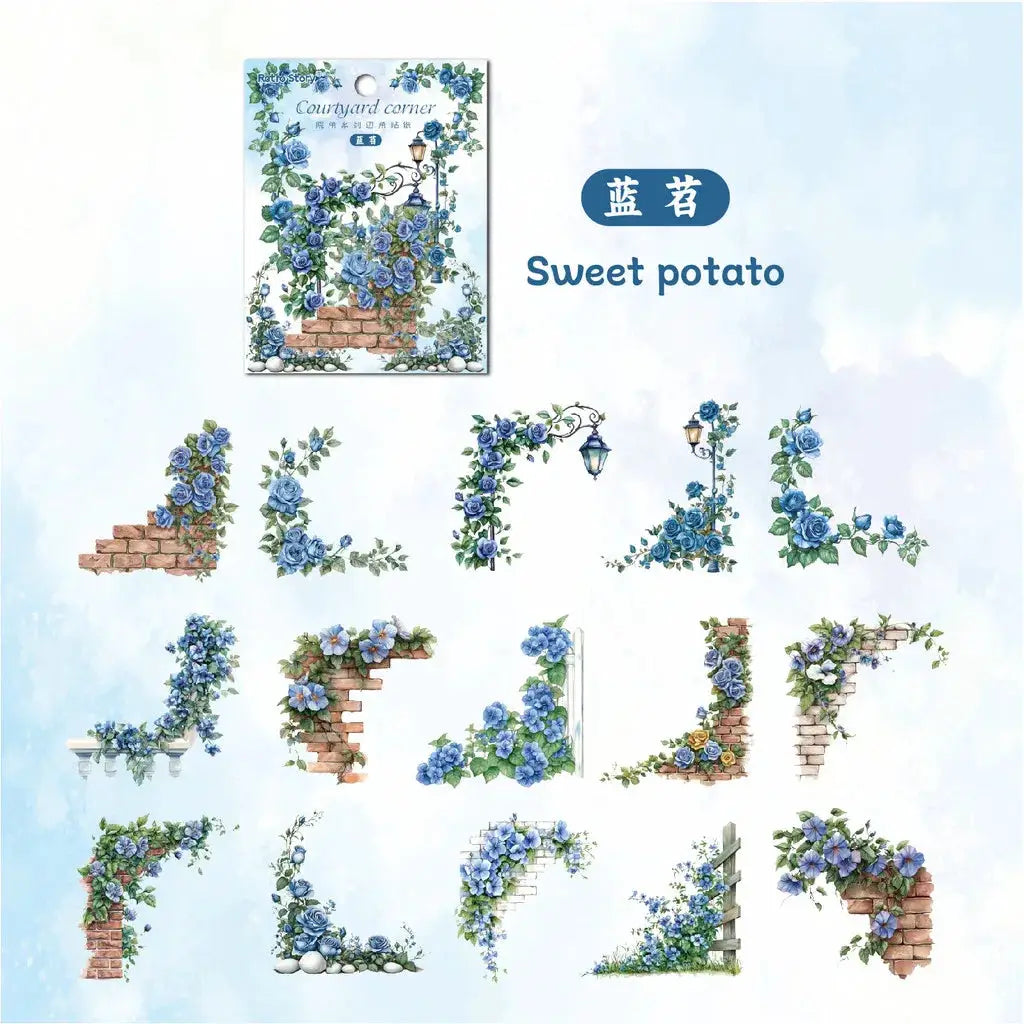 30 Pcs Flowers Corner Stickers PET Sticker Set DIY Diary Decoration Scrapbooking Junk Journal