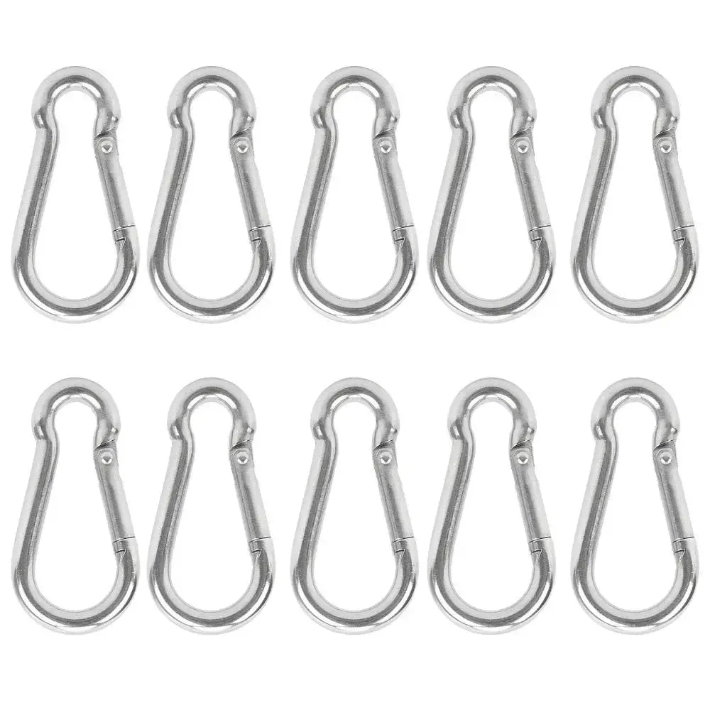 10pcs stainless steel S-type carabiner clasps with lock, silver