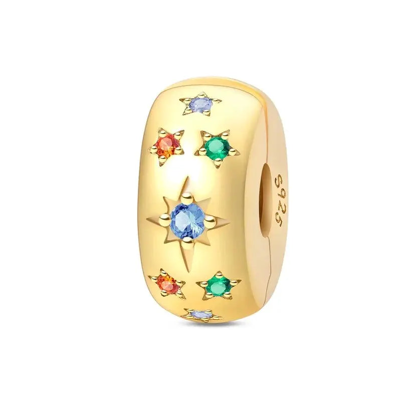 925 Sterling Silver Gold DIY Charms Beads Inlaid Zirconium Sun Leopard Pendants Fit Bracelet For DIY Jewelry Making
