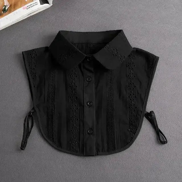 Detachable White Faux Collar With Front Tie For Women And Girls Vintage Lace Blouse Collar