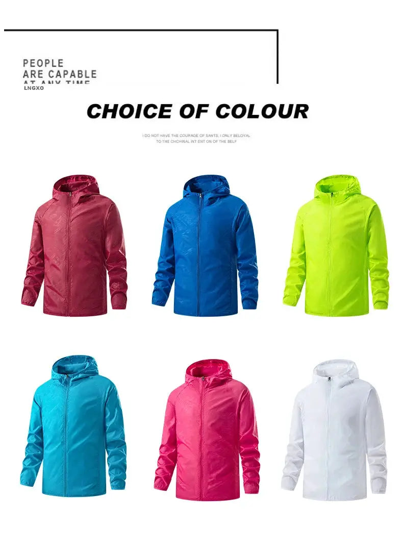 LNGXO waterproof hiking jackets, unisex windbreakers; 6 color options shown.