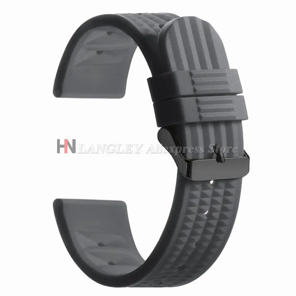 Watchdives Soft Rubber Waffle Strap 20mm 22mm Silicone Diver Watchband For Seiko SKX007 Waterproof