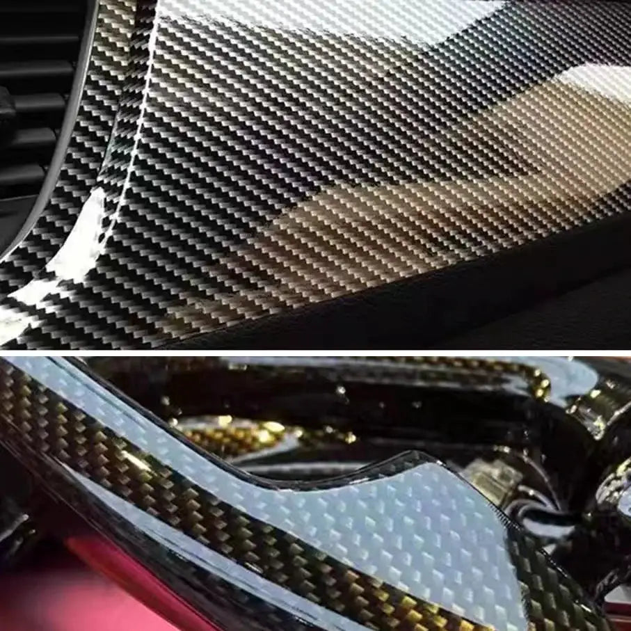 Car carbon fiber vinyl wrap, 9D glossy black self-adhesive film for anti-scratch interior/exterior trim
