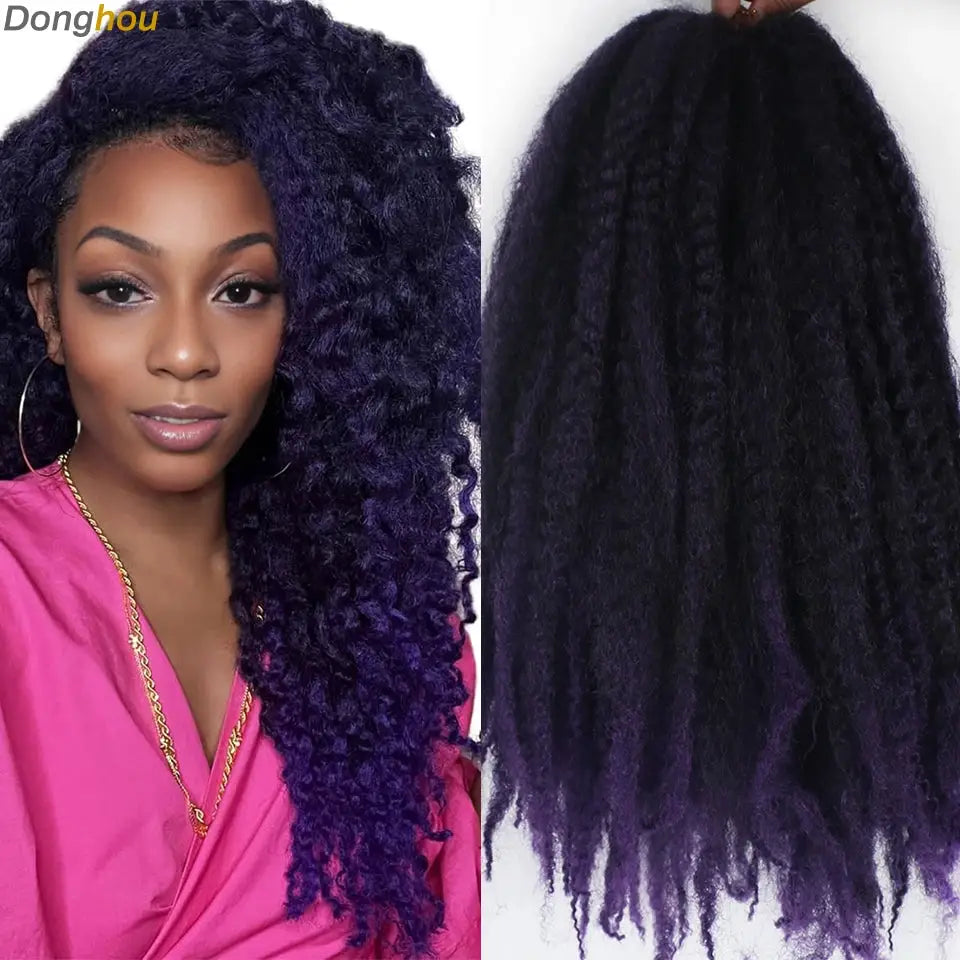 Marley hair 18in synthetic braiding, ombre black brown blonde grey, for Afro kinky Marley twists