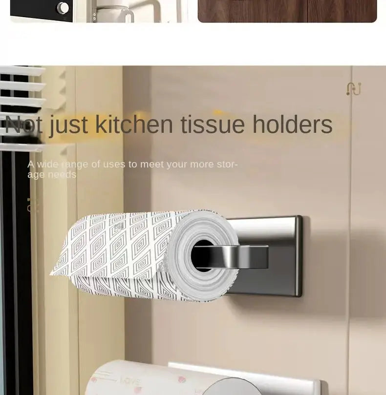 Kitchen paper towel holder, wall-mounted magnetic, chrome finish for cabinet side