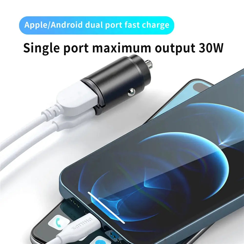 100W 200W QC3 PD Mini Car Charger 12 To 24V Lighter Fast Charging USB Type C Charger For Xiaomi Samsung Huawei iPhone