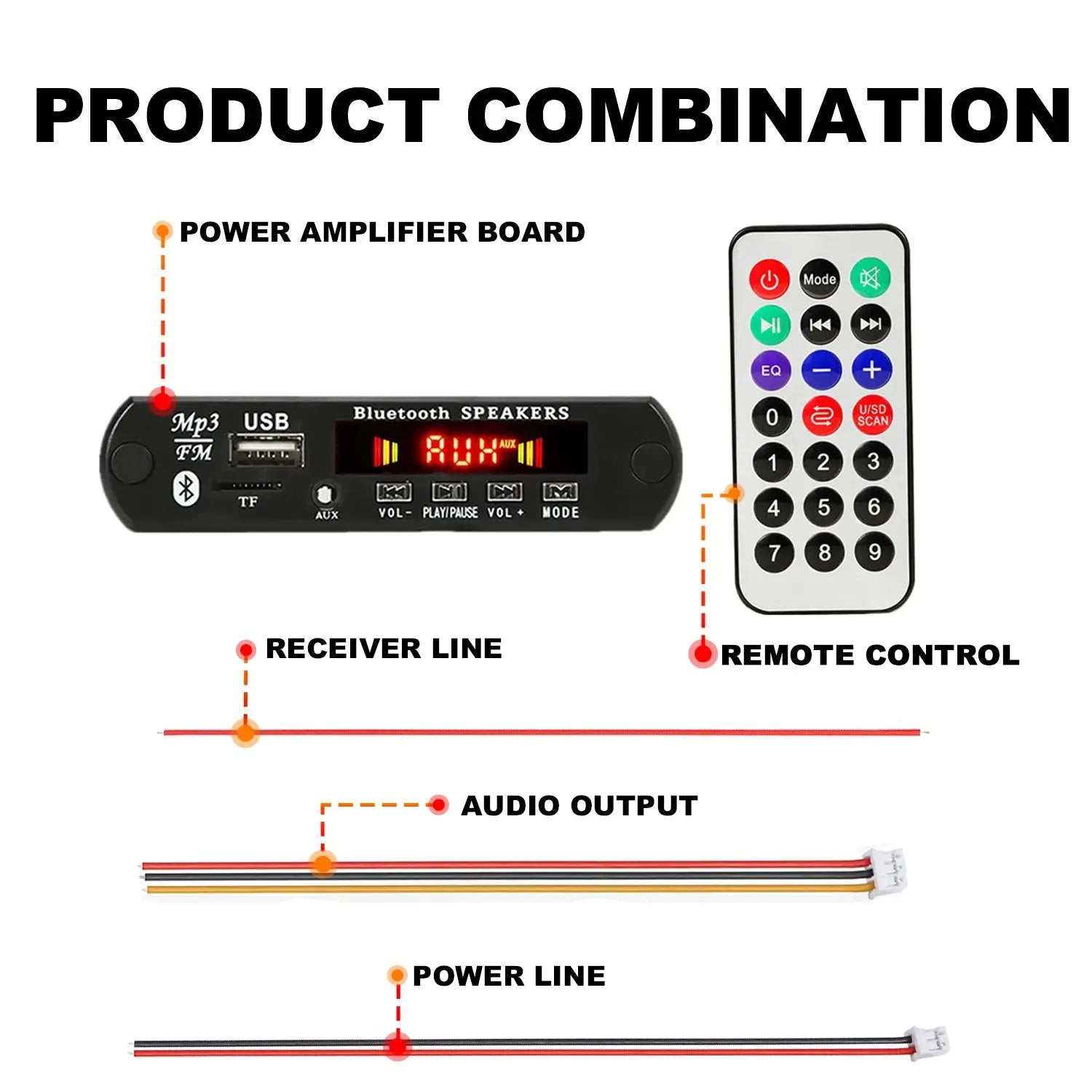 12V Bluetooth 5.0 MP3 Player Wireless Decoder Board USB TF FM Radio Call Module Car Kit for Speaker