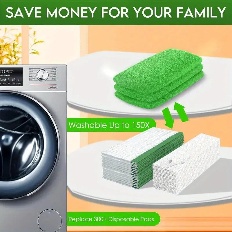 Four Reusable Mop Pads With High Water Absorption And Ultra Fine Fiber Cleaning Pads That Fit Most Standard Mops