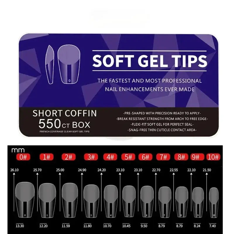 Nailuxe Pro Nails 550 Piece Soft Gel Nail Tips Medium And Short Full Coverage Matte Apricot Coffin Head Shape